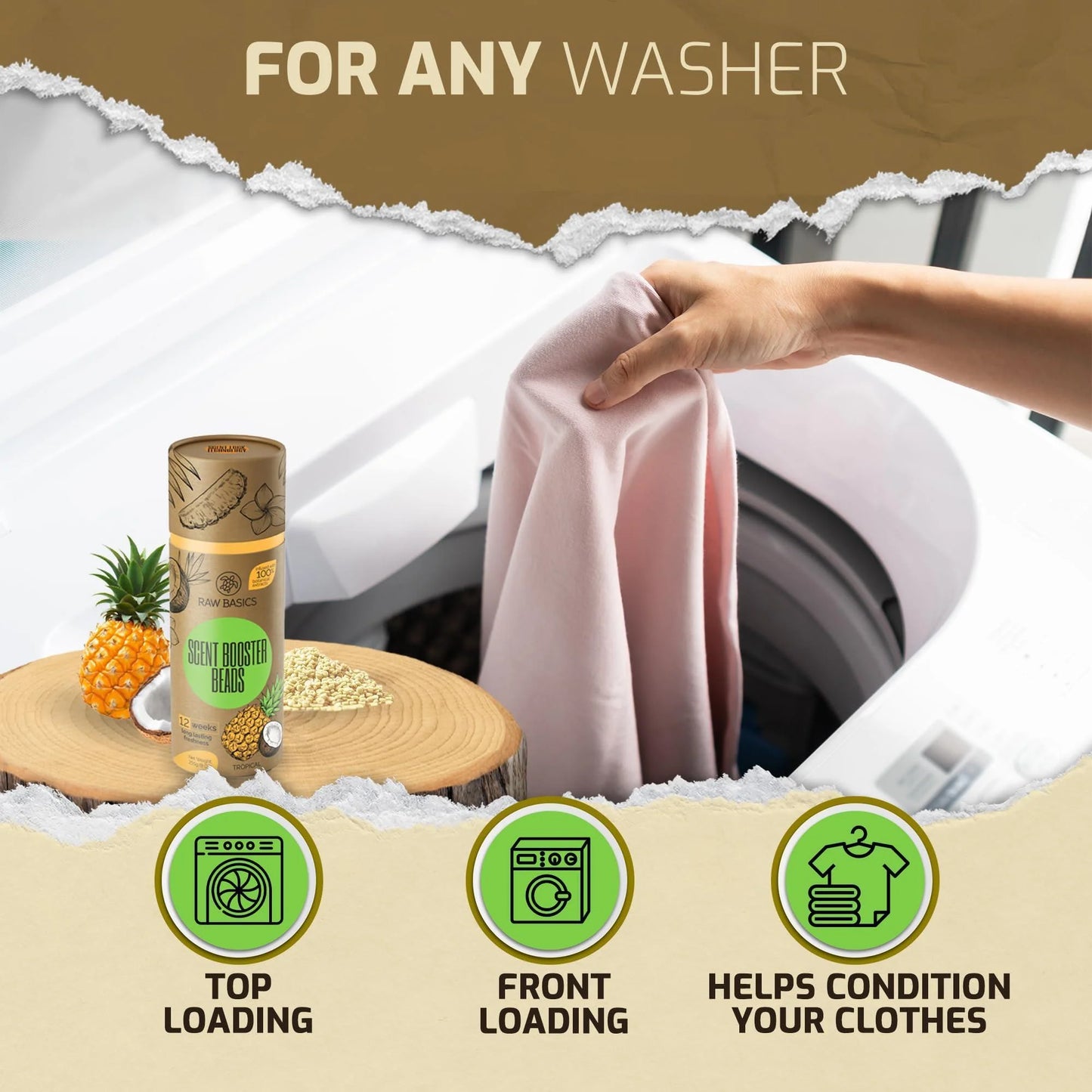 Laundry Scent Boosters with Tropical Aroma Washer Beads and Deodorizer Fragrance Essentials