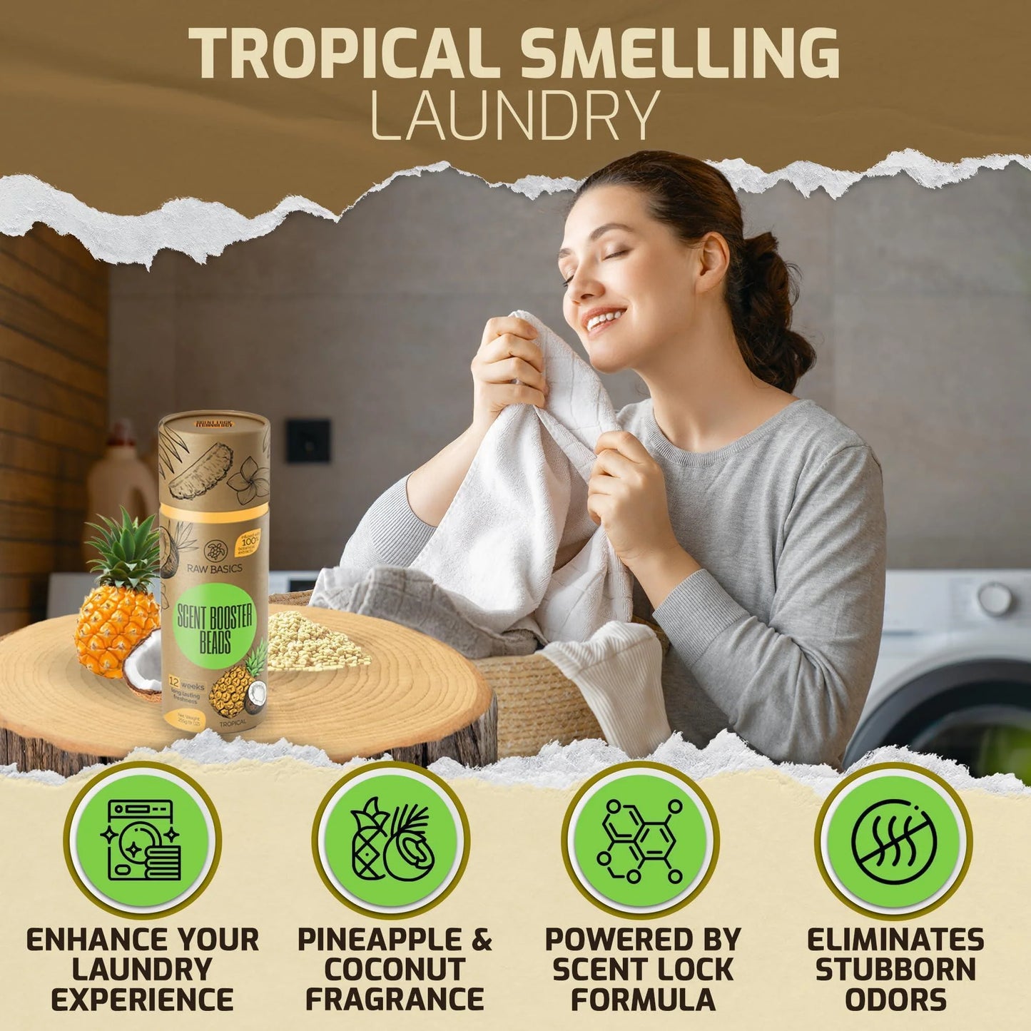 Laundry Scent Boosters with Tropical Aroma Washer Beads and Deodorizer Fragrance Essentials