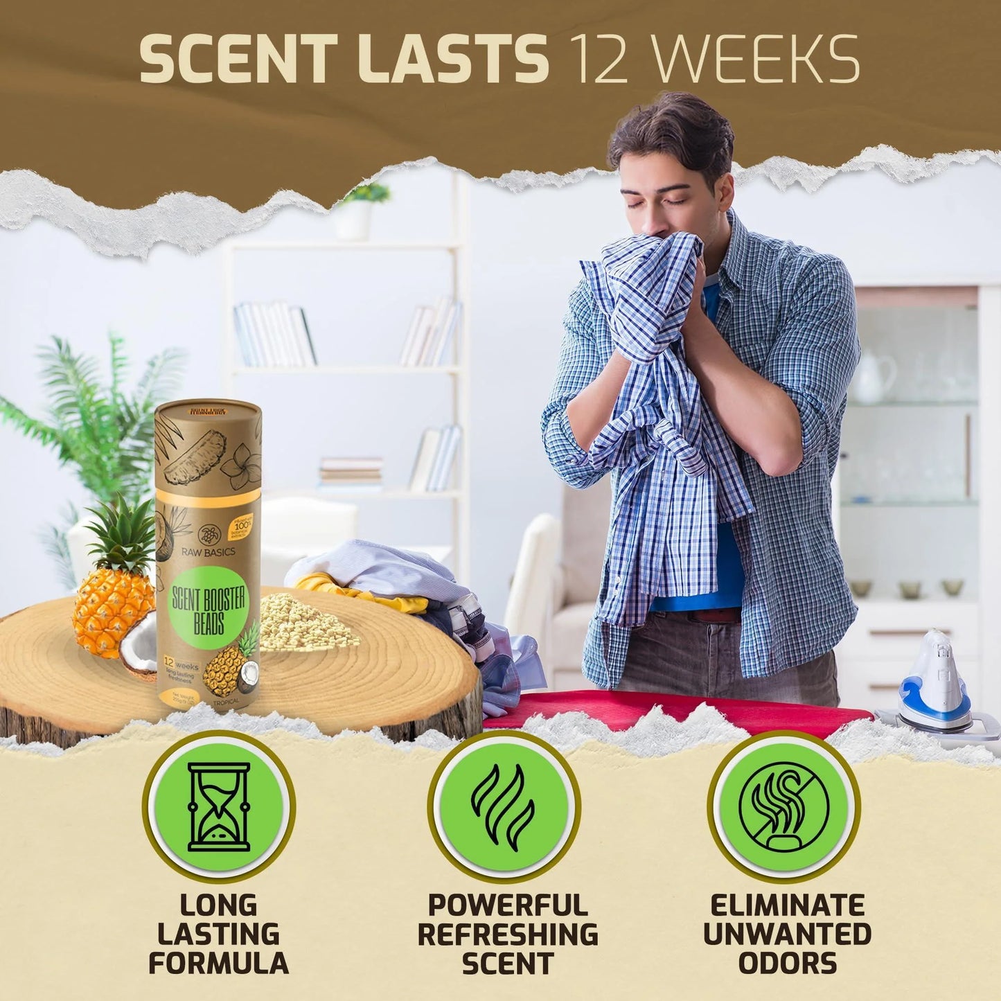 Laundry Scent Boosters with Tropical Aroma Washer Beads and Deodorizer Fragrance Essentials
