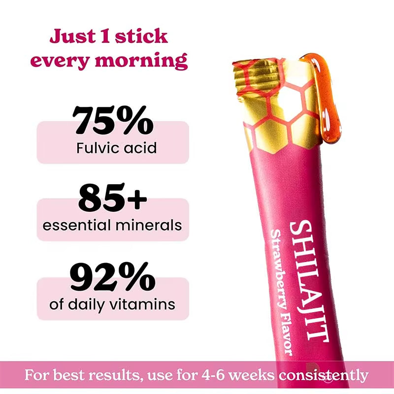 Himalaya Natural Strawberry Flavored Hone, Provides Energy Support, Contain over 85 Trace Minerals - 7/30 Sticks