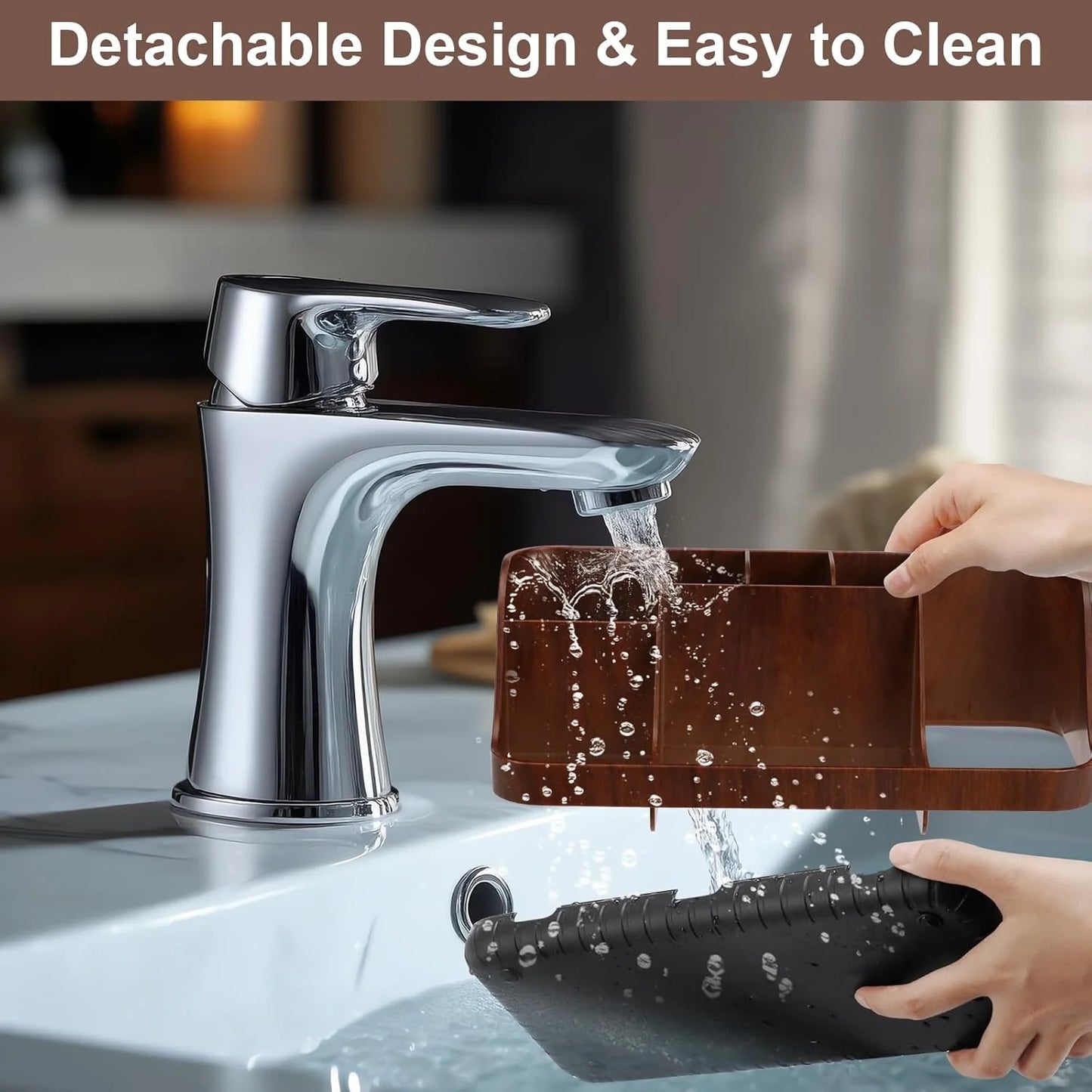 Wooden Toothbrush Holders for Bathrooms Countertop Organizer