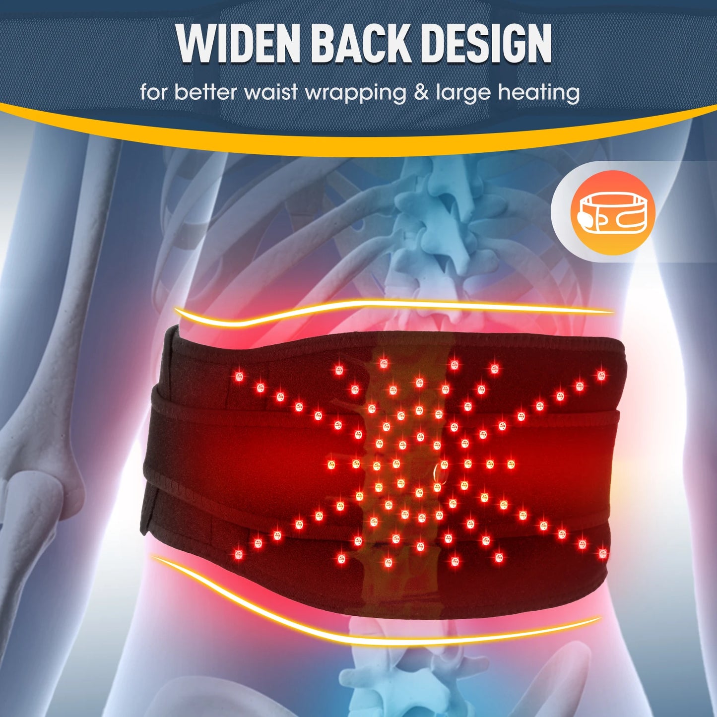 Cordless Heated Massager - Pad Red Light Massager with Waist Belt, 102 Red Light Beads