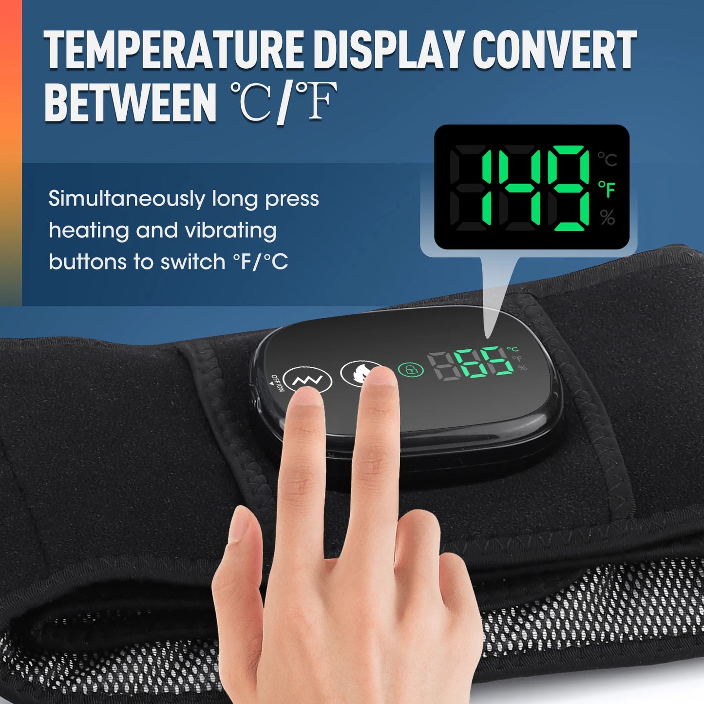 Cordless Heated Massager - Pad Red Light Massager with Waist Belt, 102 Red Light Beads