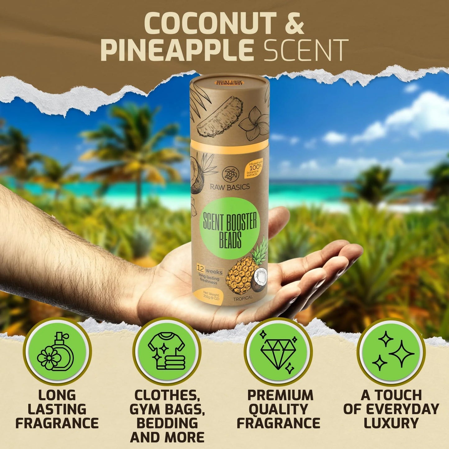 Laundry Scent Boosters with Tropical Aroma Washer Beads and Deodorizer Fragrance Essentials