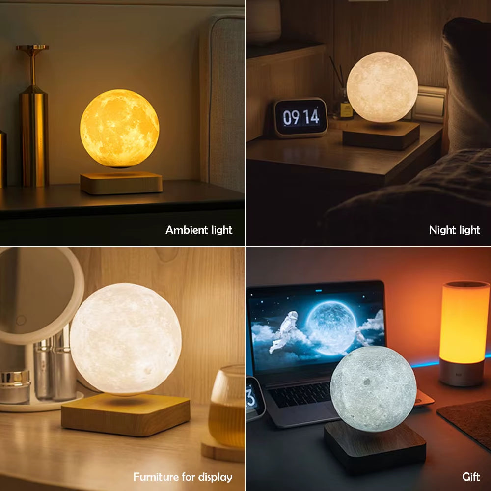 Novelty Levitating Moon Night Light 360° Rotation Magnetic Floating