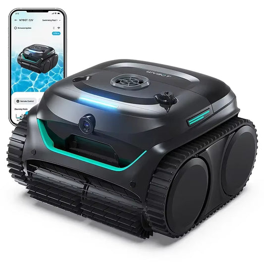 Wireless Robot Swimming Pool Cleaner with AI Vision and Self-Learning Technology, 80° Dual-Layer Filtration, 180 Minutes Runtime, Suitable for Areas up to 200㎡