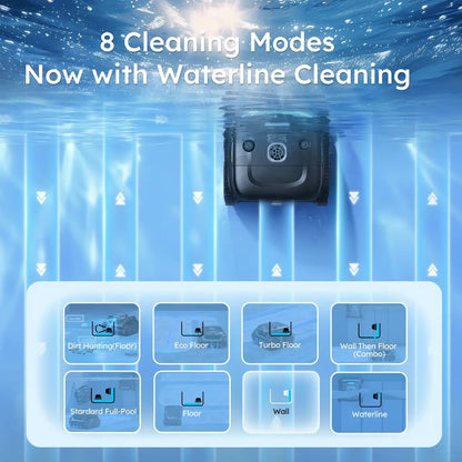 Wireless Robot Swimming Pool Cleaner with AI Vision and Self-Learning Technology, 80° Dual-Layer Filtration, 180 Minutes Runtime, Suitable for Areas up to 200㎡