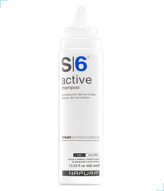 S6 Active Professional anti Dandruff Shampoo with Tea Tree Oil 1% Pyrithione Zinc and 5% Salicylic Acid Natural Itchy Scalp Treatment (13.53 Fl Oz) for Men and Women